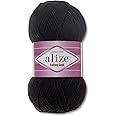 Alize 100 g Cotton Gold Premium Wool in 59 Colours, Summer Wool, Yarn, Knitting, Amigurumi (60 | Black)