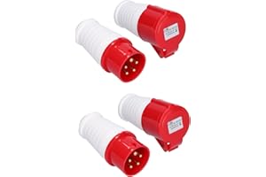 EVTSCAN Prise industrielle, 2 pièces connecteur de prise industrielle 5 broches IP44 3 phases mâles femelles et prises 16A 380V-415V
