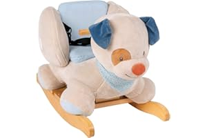 Nattou Animal à Bascule Chien Jim, 60 x 30 x 45 cm, Jim Et Bob, Beige/Bleu/Marron
