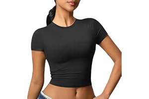 JTSONN Maglietta Donna Sportiva Manica Corta Sport T Shirt Traspirante Funzionale Maglia Collo Rotondo Corsa Compressione Camicia Yoga Palestra Workout Crop Top