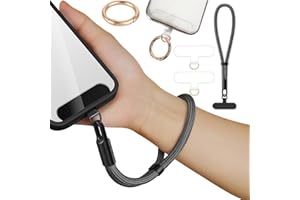 CASECOND Handykette Handyanhänger Handyband Handy kette Lanyard Verstellbarer Handgelenkband mit 3 Patch Universal für alle Handytaschen iPhone 16 Pro Max 15 Anhänger für Schlüsselbund USB-Stick Geldbörse Grau
