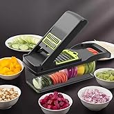 Uchrang 14-in-1 Mandoline Slicer Dicer Cutter – Multifunctional Vegetable Chopper with 8 Blades, Container & Egg Separator – 