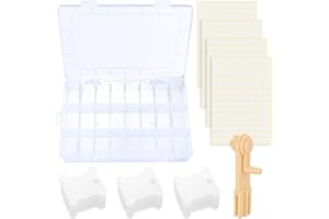 HAOCHEN 100 Stk Stickgarn Spulen, Stickgarn Karten Kreuzstich Garnkarte, Stickgarn Spulen Aufbewahrungsbox, mit Garnwickler, Leere Aufkleber, für DIY Basteln Nähen Aufbewahrung Zubehör (19x13x3.8cm)