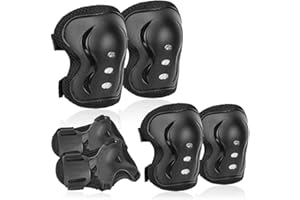 GXGM Ensemble de protection pour patins à roulettes pour enfants de 6 pièces avec genouillères, coudières et protège-poignets pour enfants de 3 à 12 ans, adapté au patinage en plein air et au cyclisme