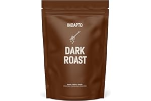 Incapto Caffè in Grani Tostatura Scura e Artigianale | Alto contenuto di Caffeina | Monorigine Brasiliano | 100% Arabica | Azienda Minas Gerais, Fazendas | Espresso Forte | Confezione 1kg