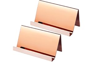 XUTONG 2 Pack Stainless Steel Business Cards Holders Desktop Card Display Business Card Rack Organizer (Rose Gold)