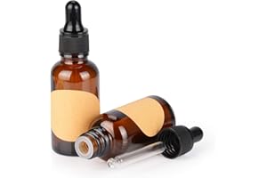 Stonylab Lot de 2 flacons compte-gouttes en verre ambré, bouchon intérieur et étiquette pour huiles essentielles, aromathérapie, 30 ml