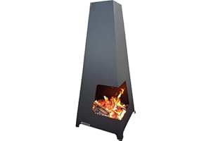 ‎ACERTO acerto 20095 FEWUR Gartenofen Terrassenofen für den Garten 50x50x115 cm * Metall * Rauchabzug | Feuerstelle für draußen | Pyramiden-Holzofen hoch | Premium Outdoor Terrassenkamin Feuersäule