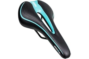 GORIX Selle de vélo Coussin Confortable avec Rail Vélo de Route de Montagne pour Homme et Femme (GX-C19) (Noir × Celeste)