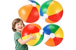 LEDEBOUK Palloni da Spiaggia Gonfiabili, 4 Pezzi Palline per Piscina Bambini, 50cm Palloni Gonfiabili Giganti, Blow up Rainbow Color Beach Ball, Feste estive e Regali, Giochi da Spiaggia, Piscina