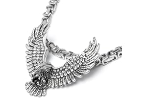 Schmuck-Checker Edelstahl Anhänger Adler massiv silber Eagle Halskette Königskette Bikerschmuck Vogel mit gespreizten Schwingen Männer Geschenk Hochwertig