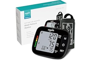 EUROPAPA Upper Arm Blood Pressure Monitor for Home Use, Pulse Measurement, Blood Pressure Measurement with Large Cuff (22-42cm), 2 X 60 Memories, Dual User (Black)