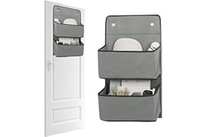 Minnhua 2 Piezas Organizador Bolsos Armario, Zapatero Colgante con 2 Compartimentos, Organizador de Bolsos con 4 Ganchos, Organizador Colgante para Dormitorio, Baño, Lavandería, Habitación (Gris)