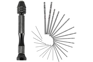 Mandouer 26pcs Hand Drill Set with Precision Pin Vice and Small Drill Bits (0.5-3.0mm) for Crafts, Resin, and Jewellery Making