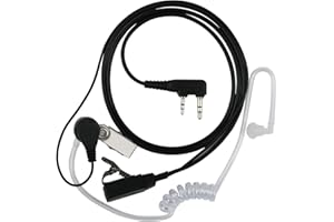 WONVIFY 1 Auricular Walkie Talkie de Seguridad de 2 Pines con Botón PTT,150CM, Compatible con Radio Bidireccional Kenwood Bao-Feng UV5R 888S RT24 RT27 HESENATE HT999
