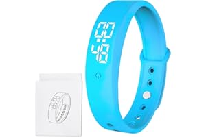 CNCEDI Pulsera de alarma vibratoria silenciosa para personas con pareja/recién nacidos/niños, 6 alarmas, recordatorio de píldoras, reloj despertador, reloj de pulsera, 3 veces medición de temperatura para