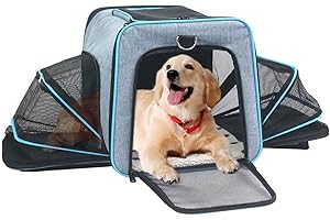 ABISTAB Pet erweiterbare Tragetasche, Hundebox, Katzen und Hunde Transportbox, ausklappbar, Faltbare größere Haustiertragetasche, Matte mit Hartfaserplatte, für Auto Reisen geeignet