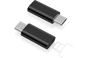 AMZPAS 【2 Pezzi】Adattatore da Lightning a USB C, Adattatore da Lightning Femmina a USB C Maschio per iPhone 16/16 Pro/16 Pro Max/16 Plus/iPhone 15/15 Pro, Galaxy S24/S23, iPad, non per audio/OTG (Nero*2)