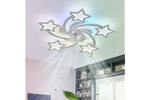 Dfiacn RGB Deckenventilator Mit Beleuchtung Mit Fernbedienung APP, Kind Schlafzimmer Lampe Mit Ventilator Reversibel 6-Gang Dimmbar Deckenlampe Mit Ventilator Speicherfunktion Leise Timing Weiß