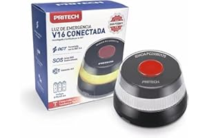 Genérico Luz Emergencia V16 Homologada DGT 3.0 con Geolocalización, Baliza Conectada DGT, Visibilidad 360°, Datos Incluidos Hasta 12/2038 (Negro, 1 Unid)