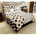 Home Candy 144 TC Polka Cotton Double Bedsheet with 2 Pillow Covers - Multicolor