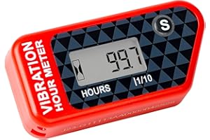 RileyFine Drahtlos Vibration Betriebsstundenzähler Zurücksetzbar Wartung Zeitschaltuhr, Benutzerabschaltung für Rasenmäher Geländemotorrad Motorrad Schifffahrt Hochdruckreiniger, Wasserdicht (red)