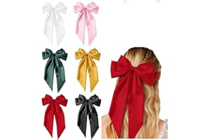 LILGOO 6pcs Hair Bows for Women - Big Bows for Hair Black Hair Ribbons for girls (M ixed Color)