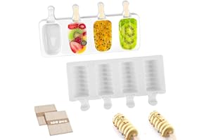AOMAIGAD 2Pcs Moules à Glace,Moules à Glace Silicone,Moule glace,Avec 100 bâtonnets de glace，Moule réutilisable en silicone de qualité alimentaire,Pour les glaces glacées et les desserts faits maison (B)