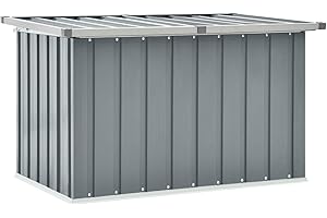 Capwee Baule da Esterno Metalli Cassapanca Contenitore da Esterno Cassapanca Contenitore Box Porta Attrezzi Bauli Contenitori Baule da Interno-Grigio-109 x 67 x 65 cm