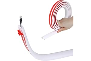 Btstil Floor Cable Cover Protector, Flexible Wire Cover, Self-Adhesive Small Cable Duct | Protect Cables & Prevent Trip Hazards | Ideal for Office, Home, Workshop, Warehouse, Garage (White, D30, 2m)