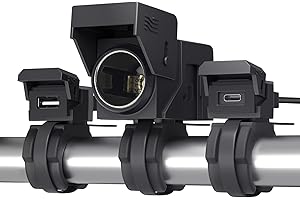 Kriogor Motorcycle USB Charger With Type-C Quick Charge 30W - 18W QC 3.0 IP66 Waterproof Dustproof Phone Charger DC12-24V, SAE Adapter for 12V Boat Marine