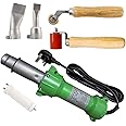 Seababyhouse 1600W Plastic Welder Hot Air Gun Torch Welding Heat Gun Handhold Rod with LED Light and 2 Flat Welding Nozzles, w/ 40mm Silicone Seam Roller and Brass Seam Roller