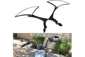 MISS MOLY Espejo de Motocicleta Triangular de 8MM/10MM para Sportster Dyna Softail XL883 Cruiser Scooter Chopper (Negro)
