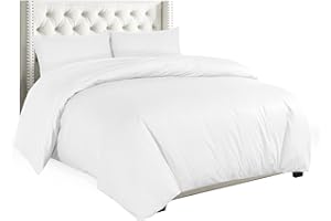 Sapphire Collection - Copripiumino in tinta unita con federe copricuscino in cotone percalle, biancheria da letto, non necessita di stiratura, White, Singolo