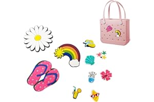Aikeis Borg Accesorios Colgantes para Bolsa de Playa - 10 Unidades, Insertos Decorativos Simples y Lindos de Goma Borg, Resina