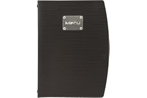 SECURIT - Porta Menu Linea Rio - Per Caffè, Ristoranti, Bar - Formato A4 - Placca Serigrafata In Acciaio Inox Con Scritta Menù - 1 Doppio Inserto Incluso - Colore Nero