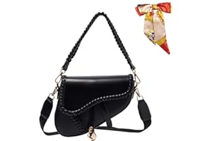 CAMILIFE Sac Saddle Vintage pour Femme des Années 90 Rétro Petit Sac à Main de Saddle avec Fermeture Eclair en Cuir PU sSaddle Bag Femme pour tous les Jours, Shopping, Fête, Cadeau Noël