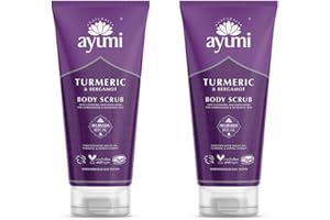 Ayumi Turmeric Body Scrub | Brightening Body Scrub with Papaya Extract | Revitalises Dull & Dehydrated Skin | Hydrating Cleanser with Argan Oil | Scrub for Women & Mens Skincare Rituals |2 x 200 ml