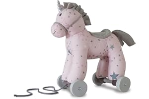 Little Bird Told Me - Celeste Unicorn Pull Along Toy with Removable Wheels, Pink Soft Unicorn Toy for Babies & Toddlers and 1 Year Olds