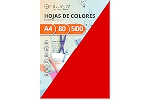 OFITURIA Pack 500 Hojas Color Rojo Tamaño A4 80g