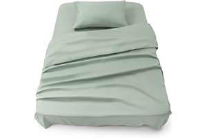 Blumtal® zestaw pościeli 3-częściowy – certyfikat Oeko-TEX – prześcieradło z gumką 90x190x30cm + prześcieradło bez gumki 160x275cm + poszewka 50x80cm – pościel z mikrofibry – Summer Green