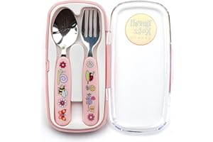 Tyrrell Katz Kids Secret Garden Printed 2 Piece Cutlery Set in Pink with Case - Dishwasher Safe Flatware Children's Fork and Spoon - 15 x 8 x 2 cm