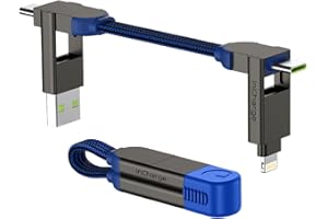 Rolling Square inCharge X - brelok z kablem USB typu c, uniwersalny kabel komórkowy, dla mężczyzn, uniwersalna ładowarka komórkowa 6 w 1, gadżet techniczny, niebieski, kabel Lightning 100 W