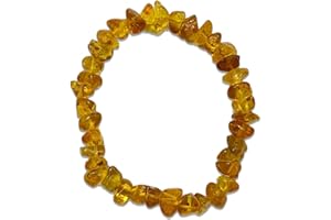 Crrynuo Premium Genuine Baltic Amber Bracelet, Cognac Coloured, One Size (25 cm), Screw Clasp, Beaded Style