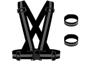 Maotrade 1 Pezzo Gilet Catarifrangente Regolabile Gilet Alta Visibilita Lavoro Elasticità Giubbotto Catarifrangente con 2 Bracciali Riflettenti Applica a Uomo Donna Running Moto Caccia Ciclismo