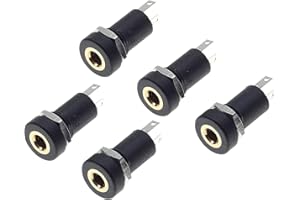 AzureRay Lot de 5 Prises Jack 3.5 mm Stéréo – Prise Audio à Souder 3 Broches – pour Réparation Casque, Micro & Projets DIY – Inclut Écrous de Fixation​