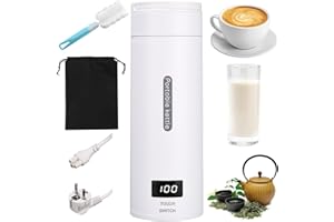 BIRSHE Mały przenośny czajnik elektryczny 3 w 1, 380 ml, z regulacją temperatury, automatyczne wyłączanie, szczotki i kieszenie, podróżny czajnik do parzenia kawy i herbaty