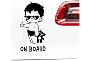 N.I.Edit.H - OK Autoadhesivo decorativo/Baby on Board/Gafas pixeladas, peluche/Vinilo negro/Pegatina pared, cristal, madera, metal / 6.9 x 14 cm/Calcomanía Warning / 4x4 / Coches (Negro)