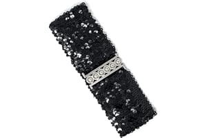 CADOLINE Women's Sequin Elastic Stretch Wide Slim Belt Waist Band Corset Paillette Ladies