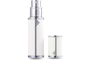 AsaNana Perfume Atomiser, Refillable & Travel Size Perfume Bottle, Leaking Proof,Bottom Pump without Funnel, Luxurious Small women and men, 5ml (SLV-White)